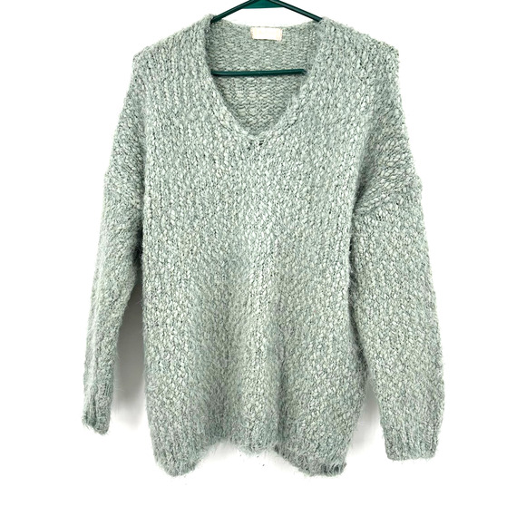 Altar'd State size Small / Medium green gray v neck pullover sweater chunky knit - Picture 1 of 3
